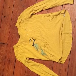Yellow shirt with bird images